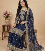 Navy-blue sequins faux georgette salwar suit