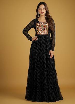 Black thread embroidery pure georgette salwar suit 1