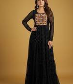 Black thread embroidery pure georgette salwar suit