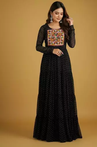 Black thread embroidery pure georgette salwar suit