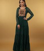 Green thread embroidery pure georgette salwar suit