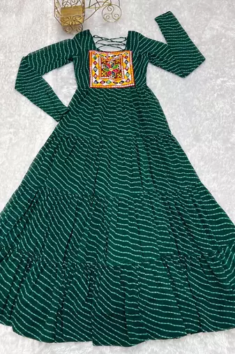 Green thread embroidery pure georgette salwar suit