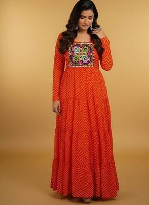 Orange thread embroidery pure georgette salwar suit 2