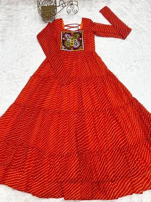 Orange thread embroidery pure georgette salwar suit 4