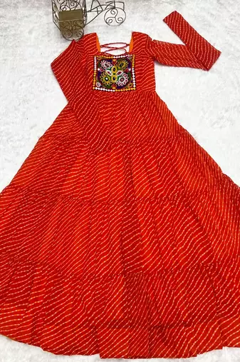 Orange thread embroidery pure georgette salwar suit