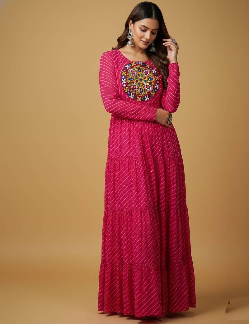 Pink thread embroidery pure georgette salwar suit