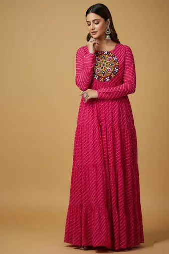 Pink thread embroidery pure georgette salwar suit