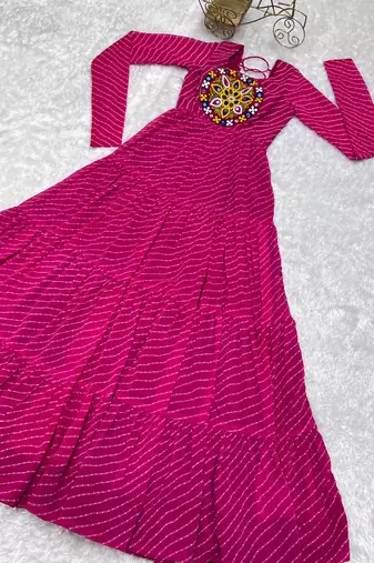 Pink thread embroidery pure georgette salwar suit