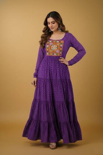 Purple thread embroidery pure georgette salwar suit