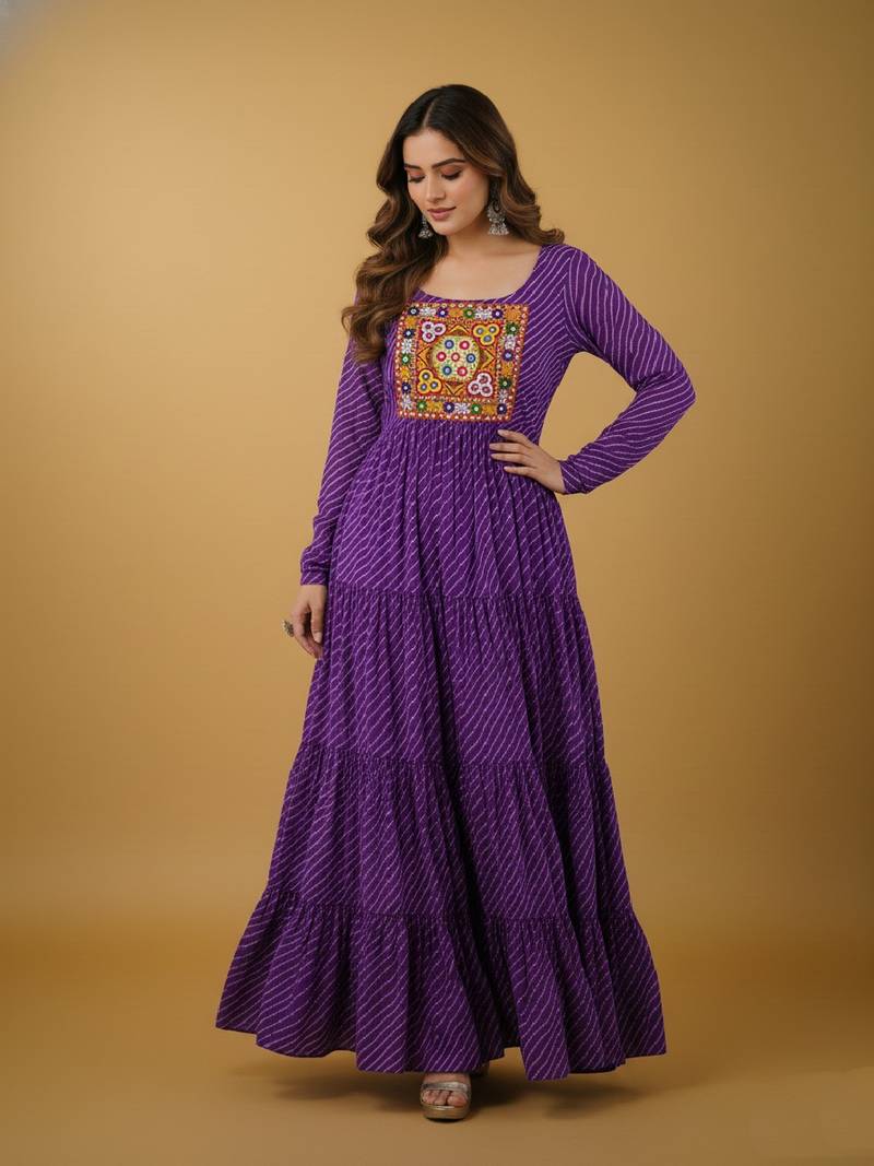 Purple thread embroidery pure georgette salwar suit