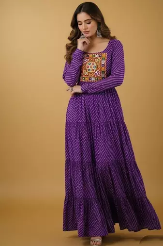 Purple thread embroidery pure georgette salwar suit