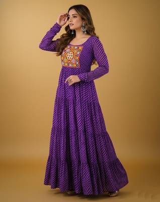 Purple thread embroidery pure georgette salwar suit 3