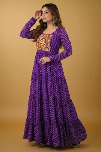 Purple thread embroidery pure georgette salwar suit