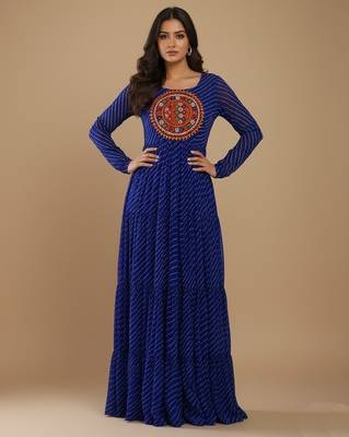 Navy-blue thread embroidery pure georgette salwar suit 1