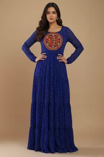 Navy-blue thread embroidery pure georgette salwar suit