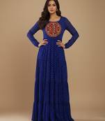 Navy-blue thread embroidery pure georgette salwar suit