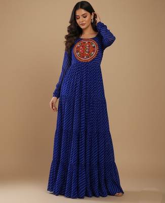 Navy-blue thread embroidery pure georgette salwar suit 2