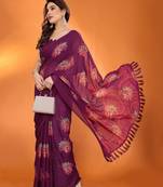 purple mannequin store printed saree