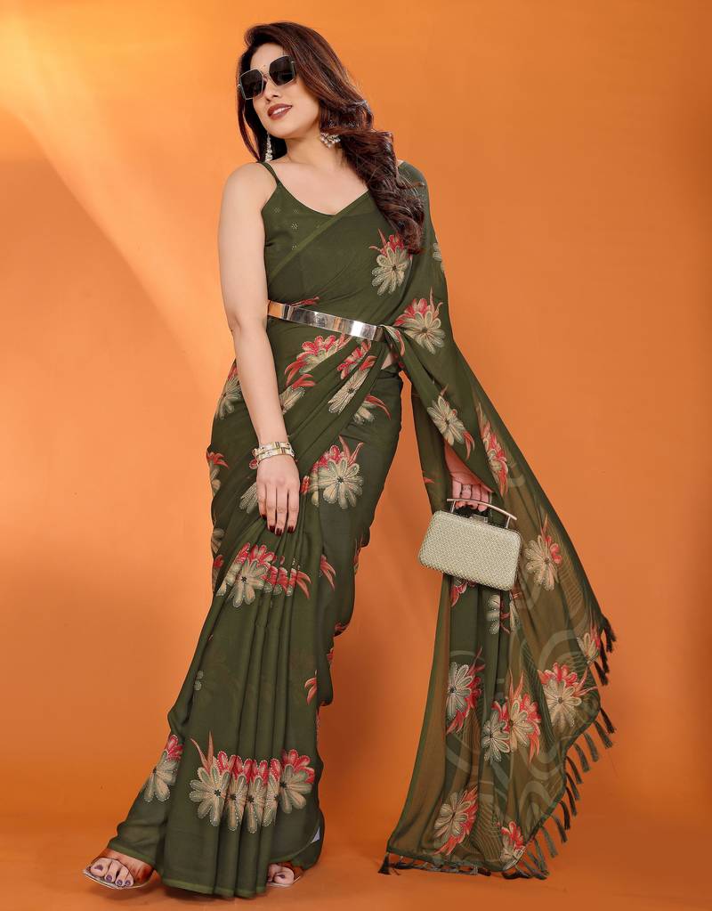 mehendi mannequin store printed saree