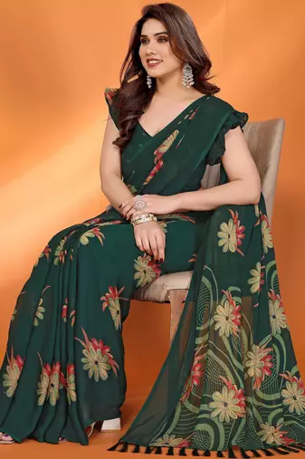 green mannequin store printed saree