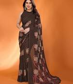 brown mannequin store printed saree