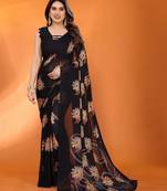 black mannequin store printed saree
