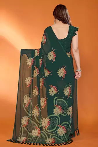 green mannequin store printed saree