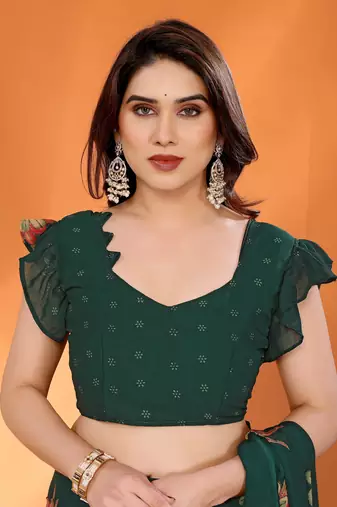 green mannequin store printed saree