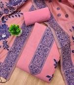 Pink jamdani banarasi weaving dress material 3pcs for women