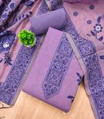 Purple jamdani banarasi weaving dress material 3pcs for women