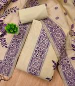 Cream jamdani banarasi weaving dress material 3pcs for women