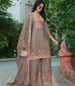  chinon beige palazzo suit for women chinon fabric