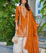  orange palazzo suit for women