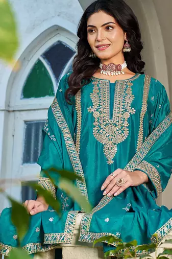  aqua blue palazzo suit for women
