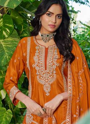 orange palazzo suit for women 2
