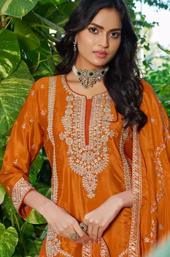  orange palazzo suit for women