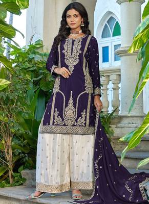 purple palazzo suit for women 1