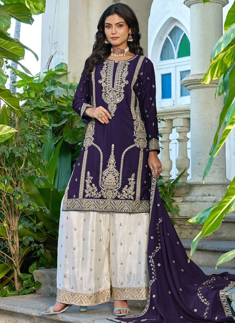  purple palazzo suit for women