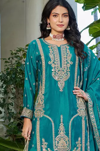  aqua blue palazzo suit for women