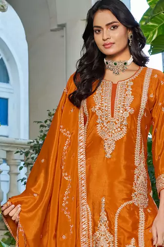 orange palazzo suit for women