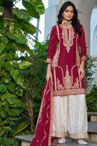  maroon palazzo suit for women