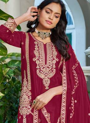 maroon palazzo suit for women 2