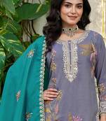 simmer silk heavy embroidery palazzo suit for women lavender