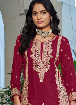 maroon palazzo suit for women 3