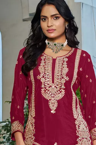  maroon palazzo suit for women