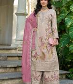  simmer silk heavy embroidery palazzo suit for women beige