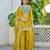  yellow chinon mirror work suit for women
