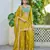  yellow chinon mirror work suit for women