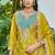  yellow chinon mirror work suit for women