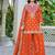  orange chinon mirror work suit for women